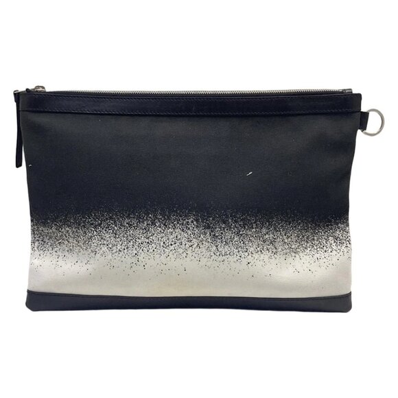 BALENCIAGA Classic Clip L Black White Canvas Leather - Clutch Bag 199-052925 - Picture 2 of 7